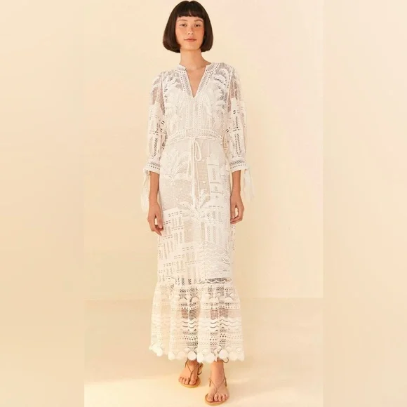 chinese dress ladies Red Morada Boa Guipure Maxi Dress – FARM Rio